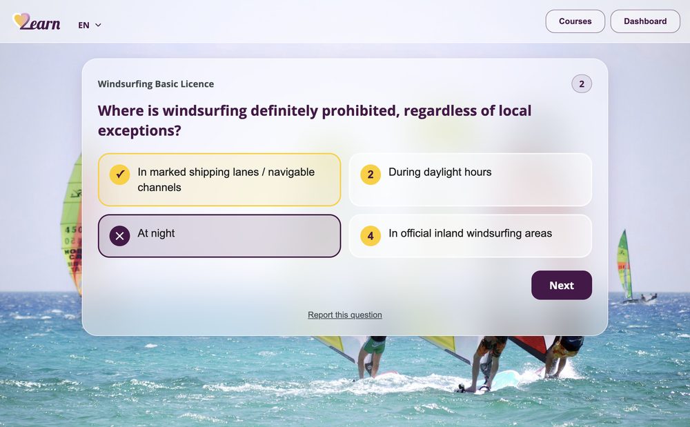 The same question after answering incorrectly, showing the correct answer