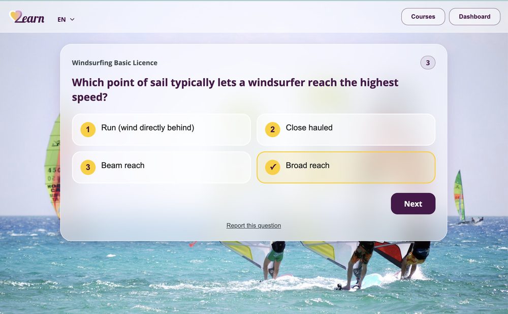 The same question after answering correctly